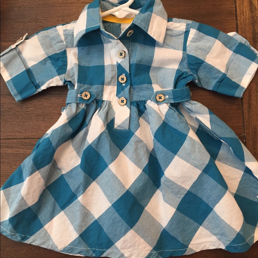 RuffleButts Blue gingham dress